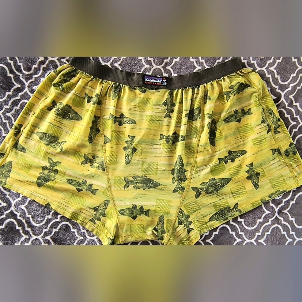🐟 Patagonia CAPALINE silk weight boxers vintage fish 🐠 design